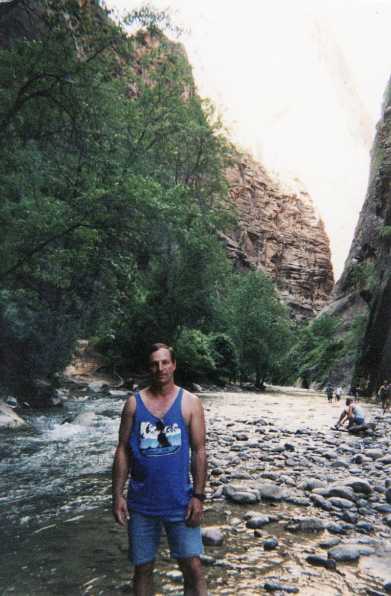 the Virgin River Narrows trail as it enters the water